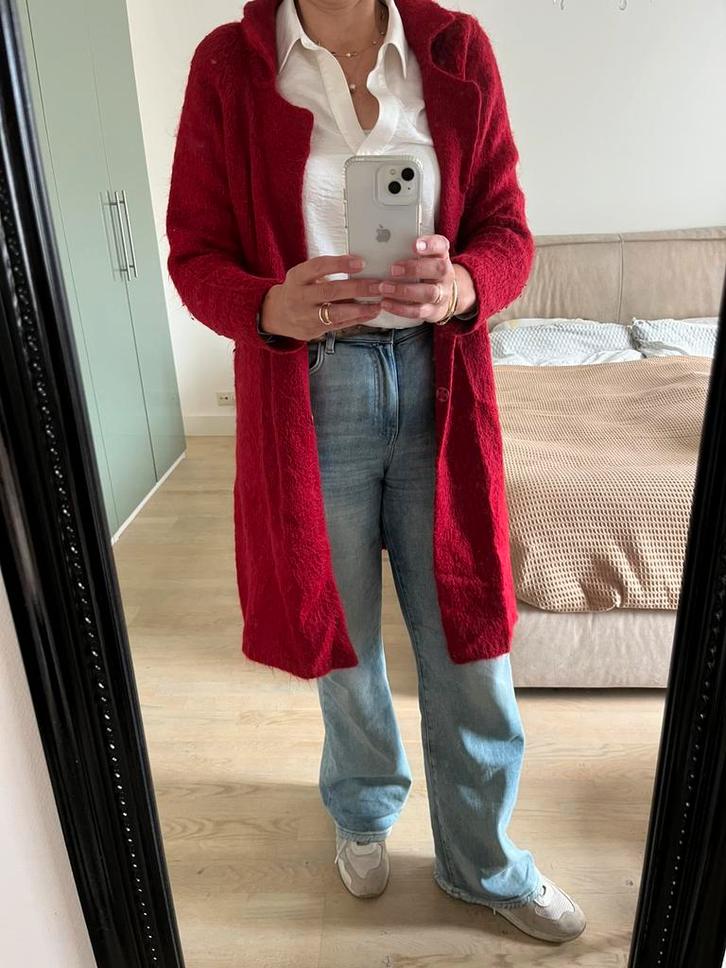 Lang vest rood/wijnrood -Bellamy universele maat, Kleding | Dames, Truien en Vesten, Gedragen, Rood, Ophalen of Verzenden