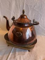 Koperen thee ketel met theelichtje van Daalderop, Ophalen, Koper