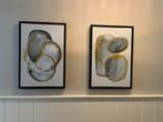 Abstracte Kunst - Set van 2 Schilderijen, Ophalen, Minder dan 50 cm, 50 tot 75 cm, Zo goed als nieuw