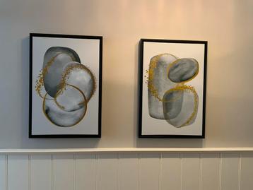 Abstracte Kunst - Set van 2 Schilderijen beschikbaar voor biedingen