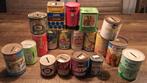 18 hele oude blikken spaarpot spaarpotten uit de oude tijd, Verzamelen, Spaarpotten, Ophalen of Verzenden, Gebruikt, Metaal of Blik