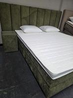 Nieuwe complete boxspring 160x200 - fluweel groen, Huis en Inrichting, Slaapkamer | Complete slaapkamers, Ophalen of Verzenden