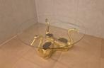 Zwanen salontafel met glazen blad, Hollywood Regency, Huis en Inrichting, Ophalen, Gebruikt, 100 tot 150 cm, Rond