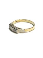 14k geel en witgouden ring met diamanten, 18 tot 19, -, -, Ophalen of Verzenden