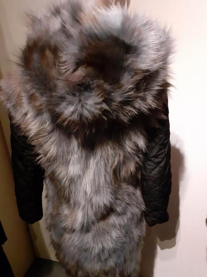 Supermooie echte grijze fox met capuchon bontjas bontvest S, Kleding | Dames, Jassen | Winter, Zo goed als nieuw, Maat 34 (XS) of kleiner