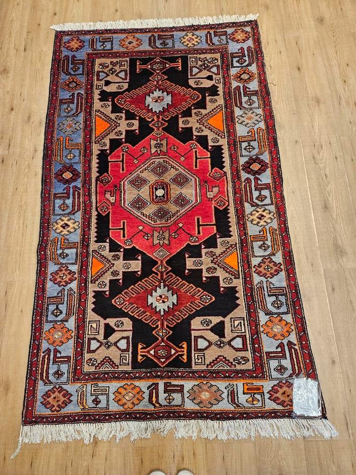 Vintage handgeknoopt perzisch tapijt hamadan 225x122, Huis en Inrichting, Stoffering | Tapijten en Kleden, Gebruikt, 150 tot 200 cm