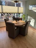 4 Lederen Eetkamerstoelen, Huis en Inrichting, Tafels | Eettafels, Ophalen of Verzenden, Gebruikt, Rechthoekig, Minder dan 50 cm