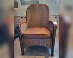 Rotan stoel met leren zitting, Huis en Inrichting, Fauteuils, Ophalen