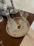 Kristallen karaf met glazen op zilveren dienblad, Antiek en Kunst, Ophalen