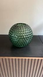 Groene glazen vaas met bolletjes – rond model, ., Ophalen of Verzenden, ., Minder dan 50 cm