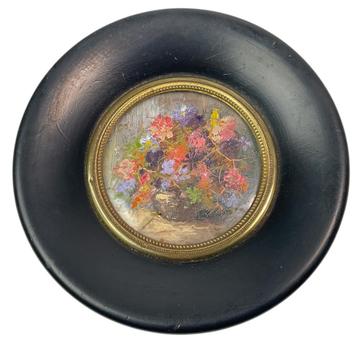 Miniatuur schilderij stilleven met bloemen beschikbaar voor biedingen