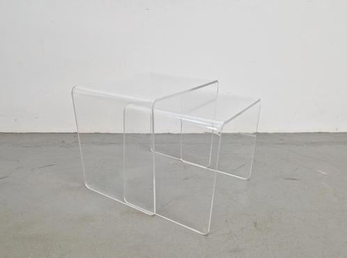 Mimiset bijzettafels Nesting Tables Acryl Plastic Space Age, Huis en Inrichting, Tafels | Bijzettafels, Gebruikt, Rechthoekig
