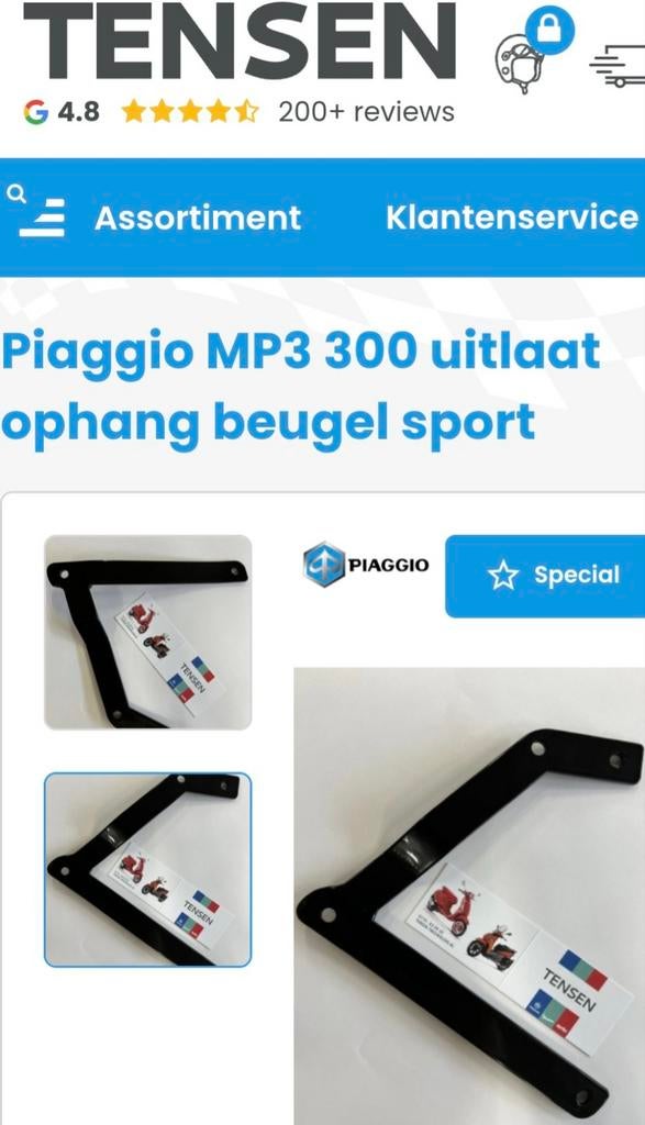 Speciale Uitlaat Ophang Beugel Sport (Vespa-GTS/MP3-300 HPE, Ophalen of Verzenden