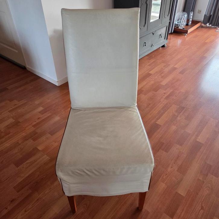 6 Witte leren eetkamerstoelen - 1 beschadigd, Huis en Inrichting, Stoelen, Ophalen