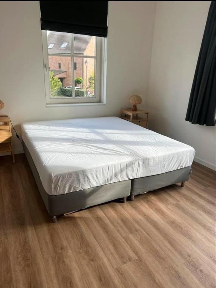 Espevar bed ikea, Huis en Inrichting, Slaapkamer | Bedden, Gebruikt, Tweepersoons, Overige maten, 210 cm, Stof, Grijs, Ophalen of Verzenden