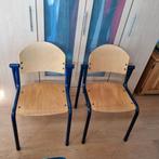 2 VINTAGE BIJZETSTOELEN BLAUWE METALEN FRAME HOUTEN ZITTING, Ophalen, Zo goed als nieuw, Twee