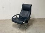 Kebe design relaxfauteuil – blauw leer, jaren ’80, Huis en Inrichting, Fauteuils, Gebruikt, -, -, 75 tot 100 cm