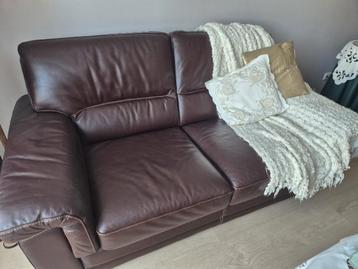 Bruine leren bank 203 cm Zo goed als nieuw! beschikbaar voor biedingen