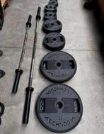 Technogym 147,5kg Olympische Rubberen Pu Gewichten,2 barbell, Sport en Fitness, Fitnessmaterialen, Ophalen, Gebruikt, Halterschijven