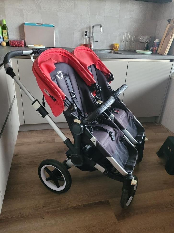 Bugaboo tweelingkinderwagen, Kinderen en Baby's, Buggy's, Gebruikt, Overige merken, Duomodel, Regenhoes, Voetenzak, Zonnekap, Ophalen