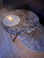 Salontafel Marmer/ Goud look, Huis en Inrichting, Tafels | Salontafels, Ophalen, 50 tot 100 cm, Rond, Zo goed als nieuw