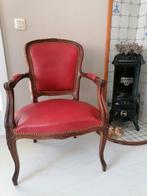 Dames Fauteuil opnieuw gestoffeerd met rundleder, Antiek en Kunst, Antiek | Meubels | Stoelen en Banken, Ophalen