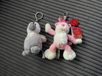 2 knuffel sleutelhangers roze poes keel toys pinguïn Nici, Ophalen of Verzenden, Knuffel of Figuurtje