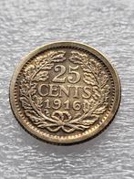 Zilveren kwartje 1916, Postzegels en Munten, Munten | Nederland, Zilver, Koningin Wilhelmina, Losse munt, 25 cent
