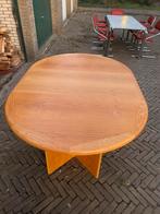 Vintage uitschuifbare rond/ovale eettafel met stoelen, Huis en Inrichting, Tafels | Eettafels, Ophalen of Verzenden, Zo goed als nieuw