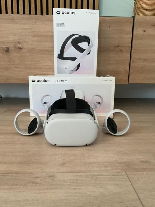 Oculus quest 2 128GB met elite strap, Spelcomputers en Games, Virtual Reality, Zo goed als nieuw, Overige platformen, VR-bril