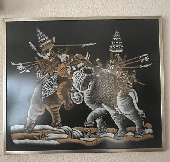 Ingelijste Indonesische Batik doeken / schilderijen, Antiek en Kunst, Kunst | Niet-Westerse kunst, Ophalen