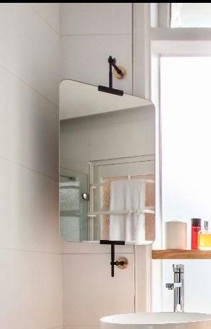 Draaiende Spiegel, zwart met messing, Huis en Inrichting, Woonaccessoires | Spiegels, Nieuw, Minder dan 50 cm, Minder dan 100 cm