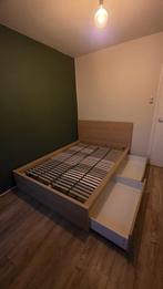 Malm bed 140x200 + lattenbodem, Ophalen, Gebruikt, Bruin, Tweepersoons