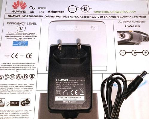 Huawei HW-120100E6W  Giga Cube 12V 1A 12W AC DC Adapter, Computers en Software, Pc- en Netwerkkabels, Zo goed als nieuw, Ophalen of Verzenden