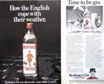 8 vintage advertenties reclames Beefeater gin 1961-72 drank, Verzamelen, Verzenden, Gebruikt