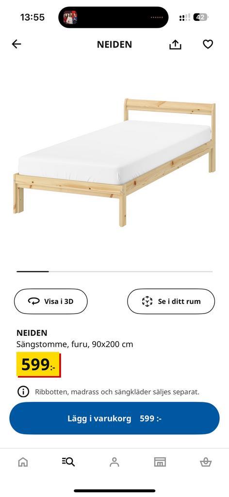 2x IKEA neiden Bedframe met lattenbodem 90x200, Huis en Inrichting, Slaapkamer | Bedden, Zo goed als nieuw, Eenpersoons, 90 cm