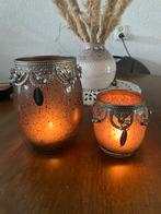 Twee Riverdale windlichten, Gebruikt, Overige kleuren, Ophalen of Verzenden, Glas