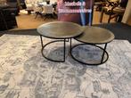 Salontafel 2-Delig Metaal Brons €149,- Direct/Leverbaar, Ophalen, #Salontafel#Rond#Goud#Zwart#Ø75cm.#Brons#Metaal, 50 tot 100 cm