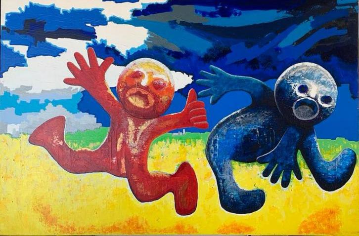 Theo Baars “De Twee”, Antiek en Kunst, Kunst | Schilderijen | Modern, Ophalen