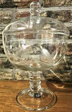 Bonbonschaal van kristal op voet met deksel, Schaal, Rond, Ophalen of Verzenden, Glas