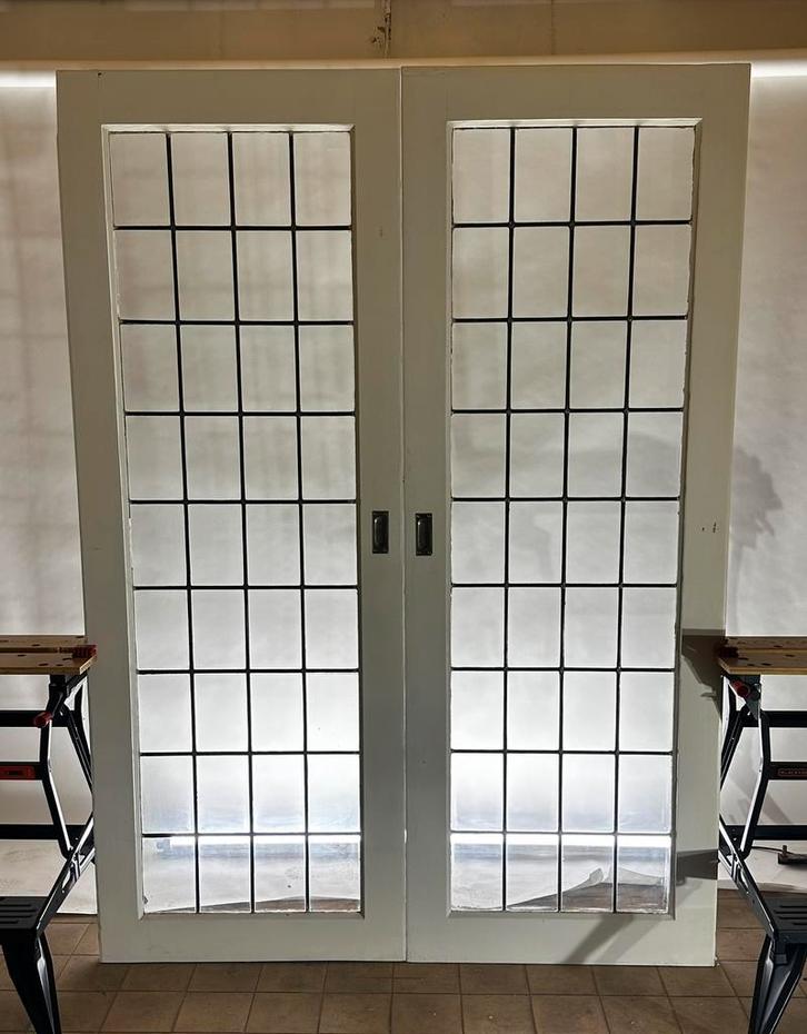 Mooie set ensuite schuifdeuren met glas in lood goede staat, Huis en Inrichting, Woonaccessoires | Kamerschermen, Zo goed als nieuw