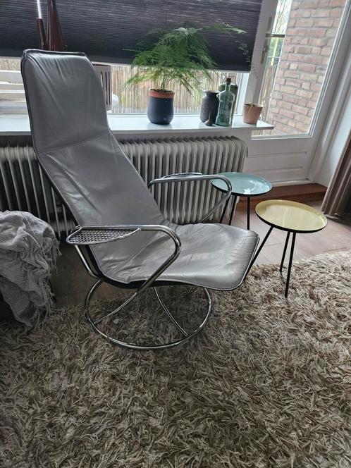 Vintage IKEA Draaifauteuil – Chroom – Jaren '80, Huis en Inrichting, Fauteuils, Zo goed als nieuw, 75 tot 100 cm, Ophalen
