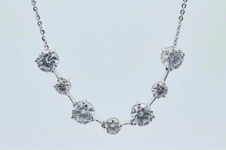 Luxe 14k witgouden diamanten ketting HRD gecertificeerd, Sieraden, Tassen en Uiterlijk, Kettingen, Zo goed als nieuw, Goud, Wit