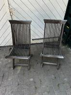Hard houten teak (?) tuinstoelen tuin stoelen hardhout 2x, Ophalen, Gebruikt, Hout