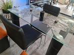 Eettafel met stoelen, Huis en Inrichting, Tafels | Eettafels, Ophalen, Gebruikt, 50 tot 100 cm, Vijf personen of meer