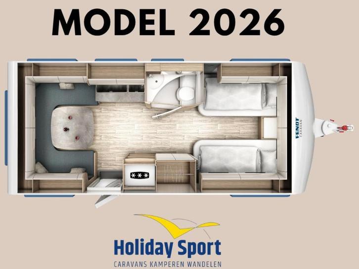 Fendt Tendenza 560 SG Bouwjaar 2026, Caravans en Kamperen, Caravans, Bedrijf, tot en met 4, 1250 - 1500 kg, Rondzit, Fendt, 2 aparte bedden