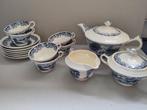 Societe Ceramique Boerenhoeve theeservies blauw/wit 15 delig, Antiek en Kunst, Ophalen