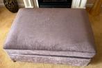Rofra Home hocker/poef Velvet bruin/taupe met wieltjes, Huis en Inrichting, Banken | Voetenbanken en Poefen, Ophalen, Hout, 75 tot 100 cm