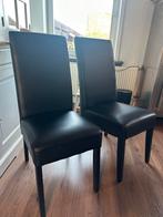 4 Zwarte Nep Lederen Eetkamerstoelen, Huis en Inrichting, Stoelen, Ophalen, Gebruikt, Zwart, Leer