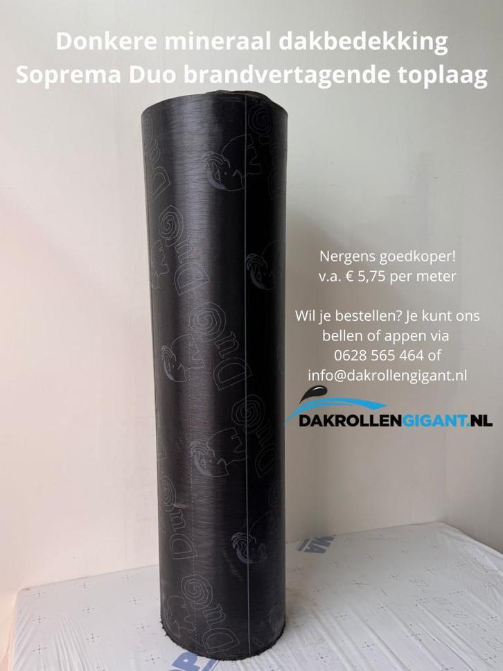 Soprema Duo donkere mineraal, Doe-het-zelf en Verbouw, Dakpannen en Dakbedekking, Nieuw, Dakleer, Overige materialen, Zwart, 15 m² of meer